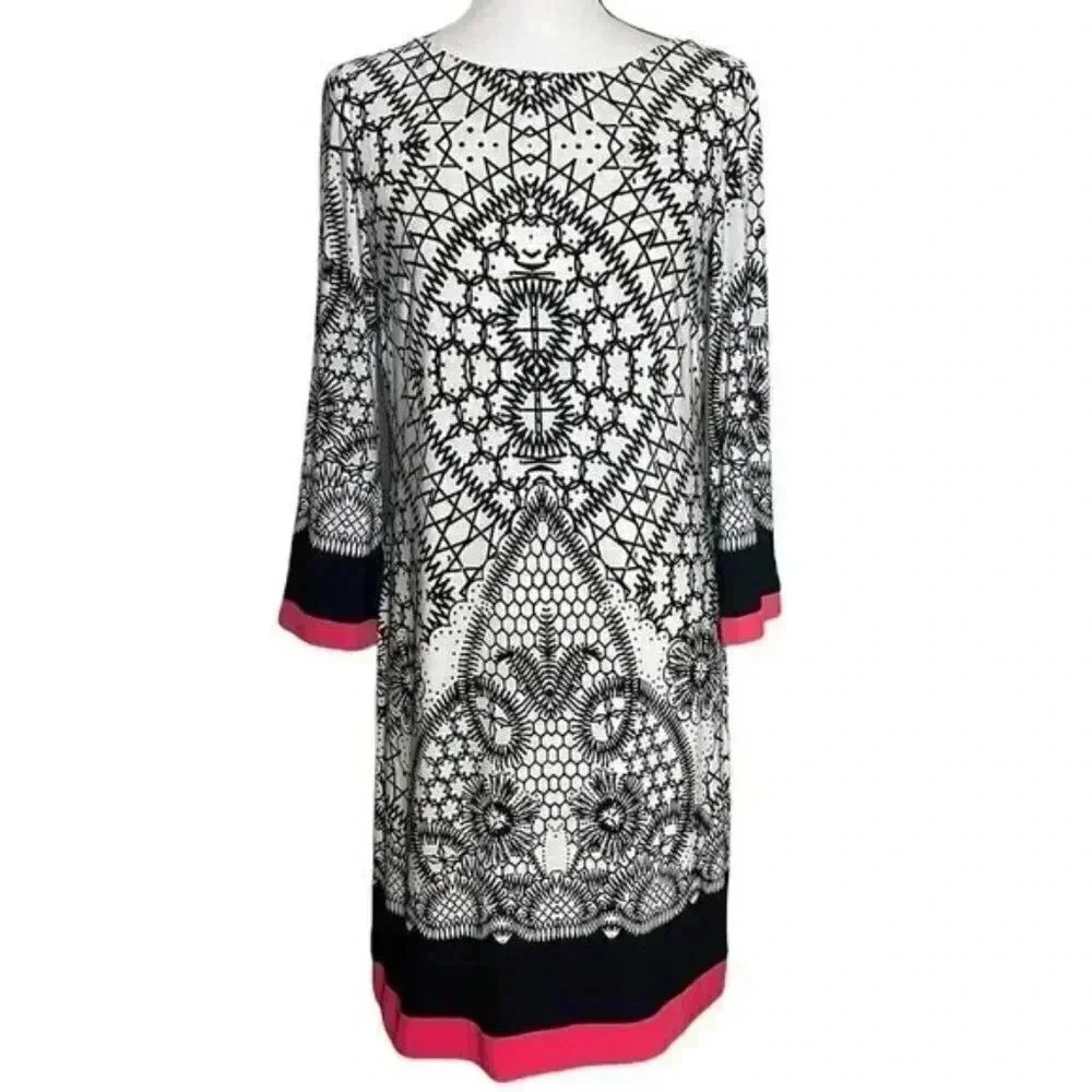 Eliza J Black Cream/Pink Shift Dress